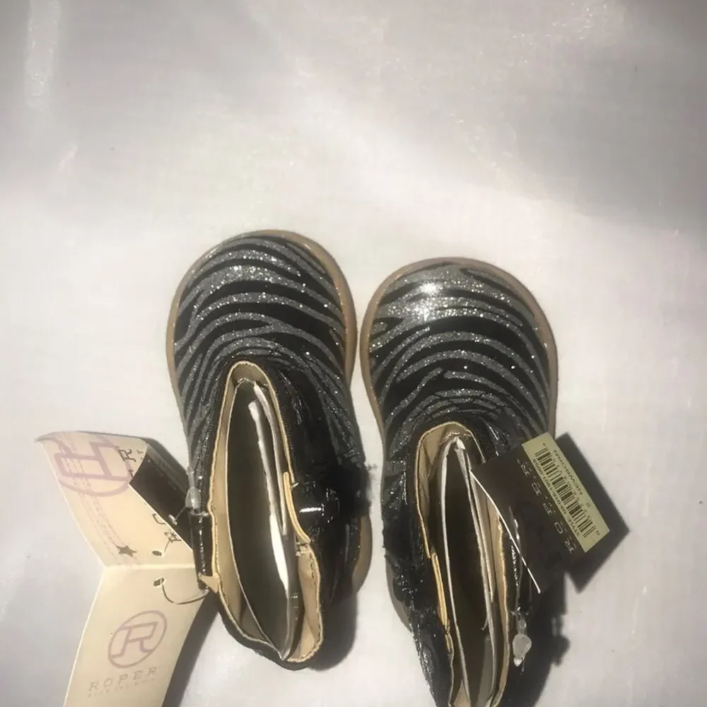 Roper Infant Black & Silver Zebra Cowgirl Boots